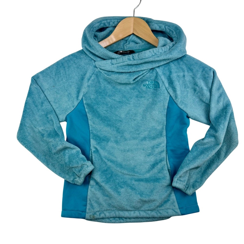 The North Face Girls Osito Pullover Hoodie Teal Blue‎ Fleece NF0A34TW Size S 7/8